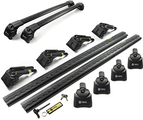 TURTLE AIR2 Dachgepäckträger Dachträger Relingträger; Kompatibel mit Volkswagen Passat B8 Kombi 2015-2023; Dient der Montage von Dachboxen, oder Dachfahrradträger, Leiter; Robuste Konstruktion aus Alu