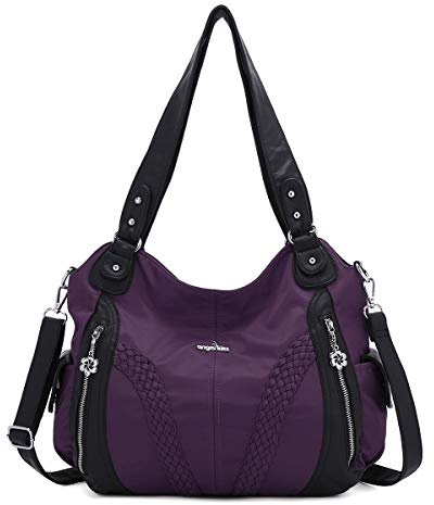 Angel Kiss Handtasche Damen Schultertasche Multifunktionale Umhängetaschen Wasserdicht PU Veganes Leder mit Reißver Schlusstaschen