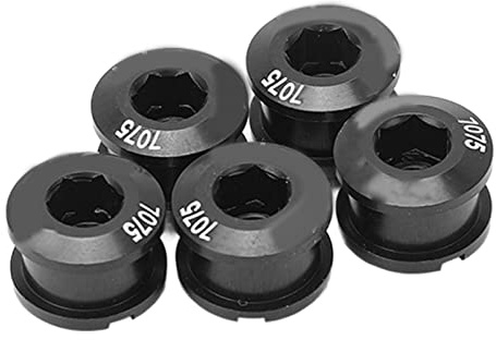 5Pcs Bicycle Chainring Bolts Aluminum Alloy Double Chainring Bolts for Road MTB Bicycle Crankset(Black)