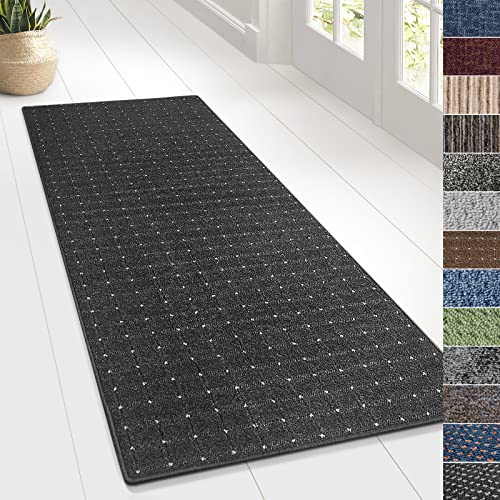 KARAT Tapis de couloir pour cuisine, entrée et salon, tapis sur mesure, au mètre, pour couloir, salon, tapis (80 x 150 cm, Rapido, anthracite)
