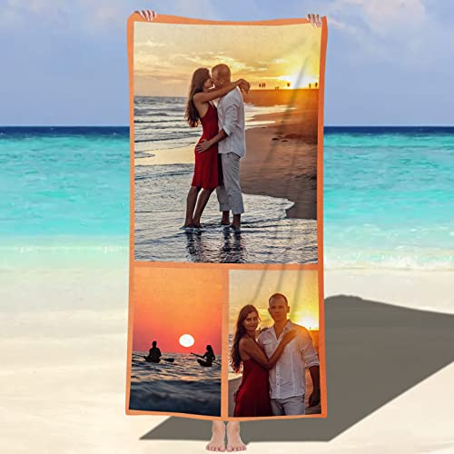 papasgix Personalisiertes Strandtuch mit Foto Mikrofaser Strandtuch schnell trocknendes Badetuch Personalisierte Geschenke für den Strand, Reise, Sauna