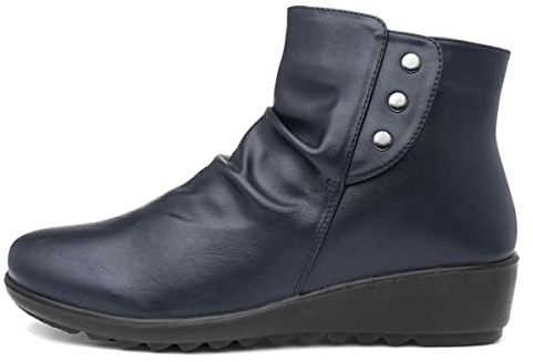 Cushion Walk Stud Womens Navy Ankle Boots - Size 3 UK - Blue