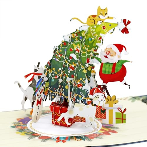 CUTPOPUP Weihnachtsbaum - Weihnachtskarten 3D, Weihnachtskarte 2024, Pop Up Karte Weihnachten, Weihnachtskarten mit Umschlag (Funny Xmas) CN259DE