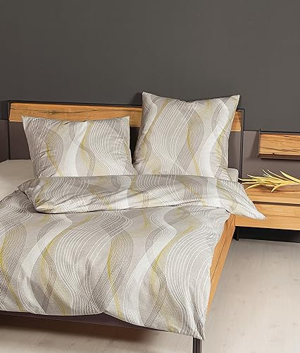 Janine Davos - Ropa de cama de 155 x 200 cm + 80 x 80 cm, funda nórdica suave de franela fina, con cremallera, 100% algodón, certificado Öko-Tex, atmósfera antimusgo