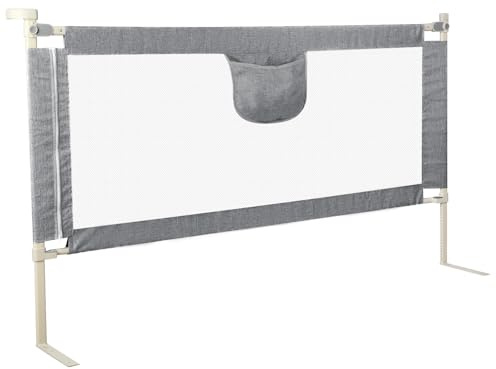 HUOLE Rausfallschutz Bett boxspringbett,Bettgitter Rausfallschutz für Kinder,Bettschutzgitter Bed Rail stabile Bauweise, Kinderbettgitter luftiges Babybettgitter für Kleinkinder-2,0 m – grau