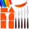 PUWOWYE Lot de 11 spatules pour peinture acrylique, 5 palettes de couteaux + 6 couteaux à racler, spatules acryliques, couteaux à palette pour gouache, aquarelle, peinture rupestre, pâte de structure