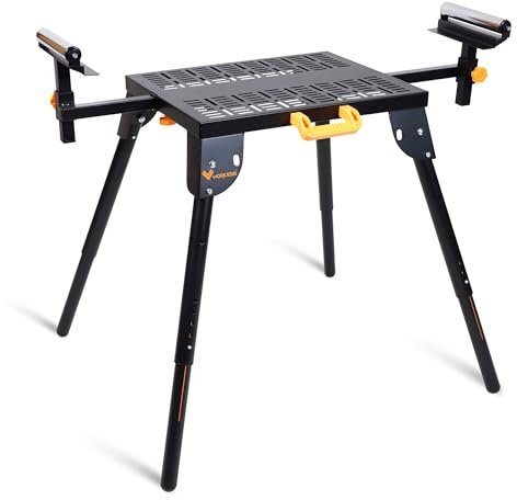 WORKESS Universal Miter Saw Stand with Grid Tabletop 300 lbs Load Capacity 6-Level Height Adjustment Table Saw Stand WK-MS046