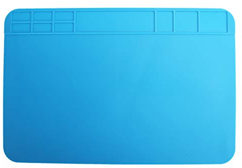 HAOHIZE Silicone Soldering Mat, Silicone Dab Rig Soldering Station Blue Repair Work Solder Mat Heat Resistant Phone Solder Station for Electronics, Computer Cellphone Repair