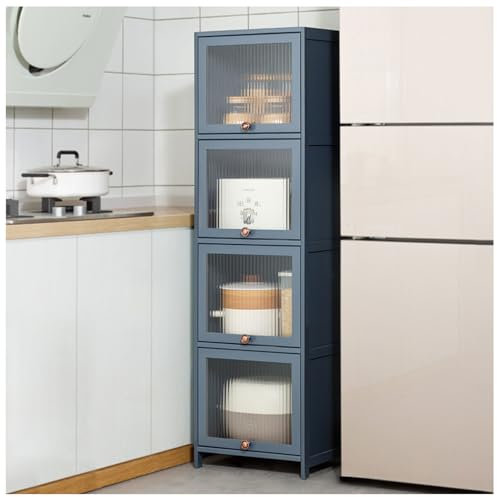 Hocher, moderner Lebensmittelschrank mit Türen für Küche, Esszimmer, Wohnzimmer, freistehend, schmal, Aufbewahrungsschrank, grau, 172,7 cm hoch, 40 x 140 cm