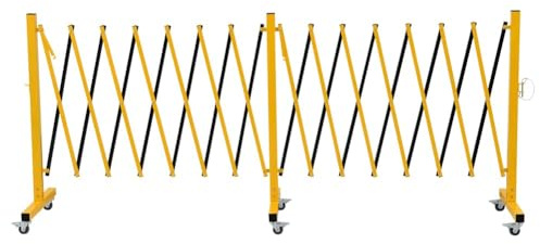 Industrielle Scherengitter Ausziehbar, 7 Meter, Metallbarrikade, leicht zu montierende Absperrkette mit Rollen, Outdoor Mobiles Absperrgitter, Gelbes Und Schwarzes Absperrung