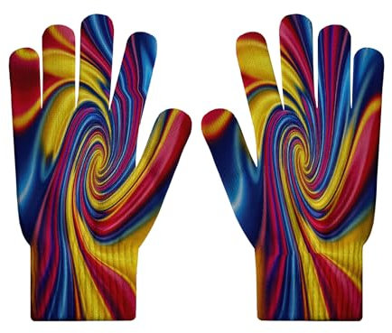 SMBHIAON Strickhandschuhe für Damen mit Touchscreen, gestreifte, warme Strickhandschuhe für den Winter, bunt gestreifte Thermohandschuhe für Touchscreens für Damen beim Autofahren im Freien im Büro