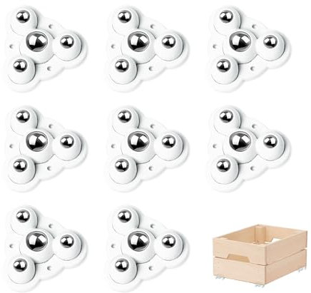 Ruote per Mobili, Rotelle per Mobili a 360 Gradi, Rotelle per Spostare Mobili Piccolo, Ruote Girevoli per Gambe di Tavoli, Contenitori, Comodini, Tavolini e Banchi Da Lavoro, Bianco, 8 Pezzi