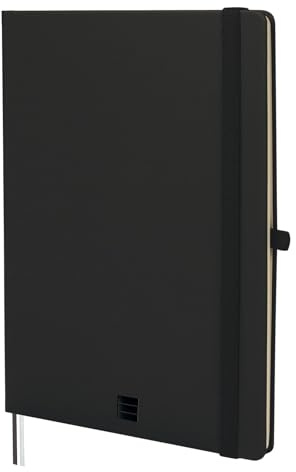 Finocam - Notizbuch Nexo Festeinband Horizontal Liniert Schwarz | Großes Notizbuch mit perforierten Blättern | Innentasche und Stifthalter | 72 Seiten, Ideal zum Schreiben