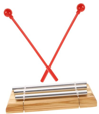 Toyvian Holz Glockenspiel mit Tönen für Draußen Musikinstrumente Kleinkinder Handwindspiele Meditationsglocken Heilglocken Klassenzimmerglocken Achtsamkeitsinstrumente Yoga Meetings Klangg