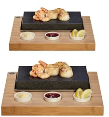 SteakStones The Sizzling Starter Set, an Official Hot Stone Cooking Product. A Fun, Interactive Way to Enjoy Steak on The Stone Using Steak Stones as seen on Dragons Den, Set of 2