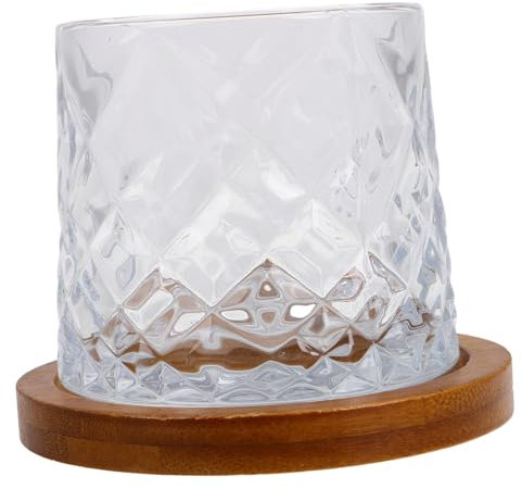 GLEAVI Bicchieri Da Whisky Girevoli Con Base in Bicchieri Da Vino in Vetro Trasparente Vintage Adatti Per Whisky Brandy e Cocktail