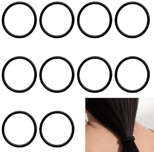 10 Stück Silikon Haargummis, Hair Ties & Zopfhalter für Sport, Unisex Haargummi Schwarz, Rutschfest, Ultra Starker Halt, Vielseitiges Haargummi Armbänder Damen & Herren (6.5CM)