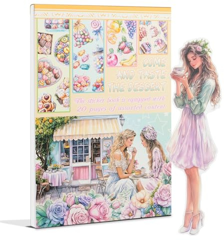 Snylcce Süße Herzensfreude A5 Stickerbuch - 20 Pastell-Kawaii-Motive für Bullet-Journale