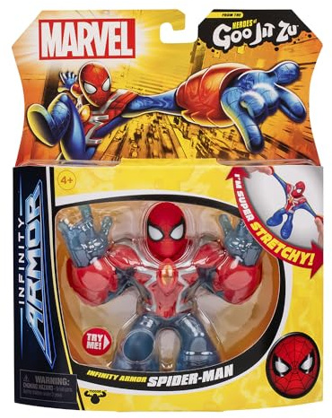 BANDAI Heroes de GOO JIT Zu Actionfigur, Spider-Man mit Infinity Armour, elastisches und zerquetschbares Marvel-Spielzeug für Kinder, Knautschspielzeug und Dehnung, Mehrfarbig, CO42996