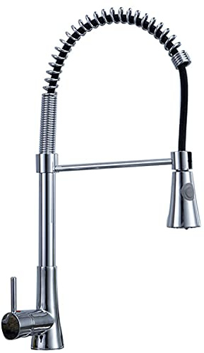 Kitchen Sink Faucet with Pull Down Sprayer Commercial 3 in 1 High Arc Dual Mode Spout Spring Kitchen Faucet Solid Brass Chrome Single Handle Kitchen Mixer Tap