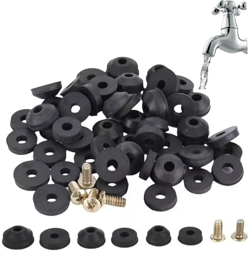 48Pcs Outdoor Faucet Repair Kit, Flat and Beveled Rubber Faucet Washers for Repairing Leaks, Hose Bib Repair Kit