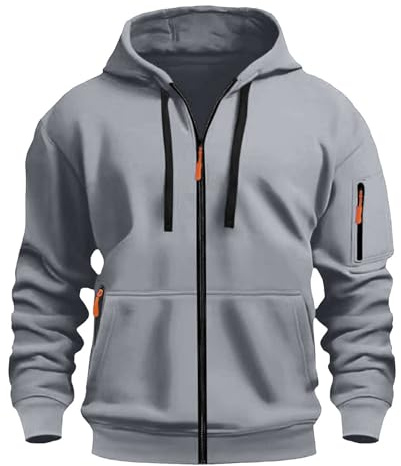 Felpa con Cappuccio e Cerniera Tinta Unita da Uomo Felpe con Tasche e Polsini Elastici Leggera e Funzionale Maglia Semplice Elegante Classici Maglie Casual Pullover Sportiva Hoodie Autunno e Inverno