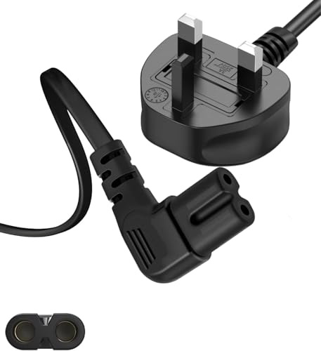 Power Cable for Samsung TV, 250V-3A 3M 2 Pin Mains Power Lead Fig Figure 8 Cable Compatible Electrical Cord Compatible Samsung,Lg,Panasonic,Roku,Hisense,Sharp,Hisense TV,PS4 PS5 Xbox (AWG Angled)