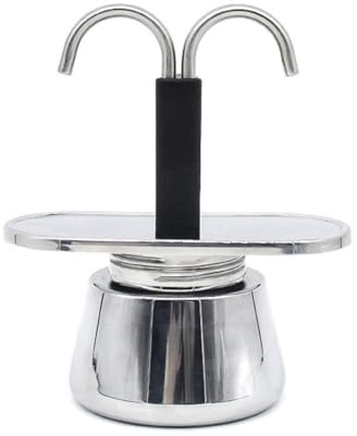 QOXEZY Moka - Pentola in acciaio inox per cottura al piano cottura, caffettiera da 2 tazze, 100 ml, compatibile con piani cottura a gas, induzione ed elettrici