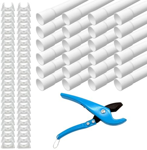 ARLI Tubo di installazione M20, 24 m, in PVC, bianco, set con 50 morsetti e tagliatubi rigido 20 mm