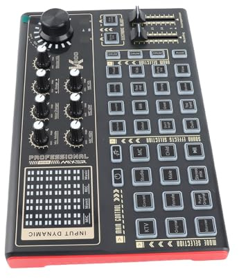 Domary Scheda Audio Mixer Audio USB 20 Effetti 4 modalità Voce Magica 7 Luci RGB a Colori con Doppio Ingresso Microfono per Streaming Live Podcasting Registrazione Giochi