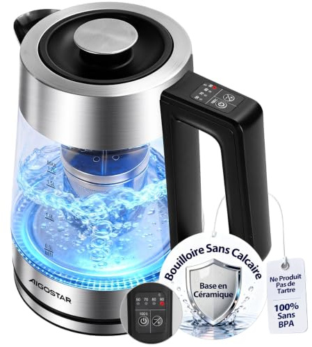 Aigostar Bouilloire Electrique Temperature Reglable, Sans BPA