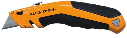 Klein Tools 44133 Heavy Duty Utility Knife, Retractable, Adjustable, with Wire Stripper, Klein-Kurve Handle