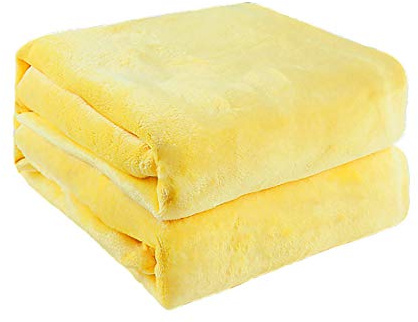 uxcell Throw Blanket Twin Size, Microfiber Bed Blanket Yellow 60x78