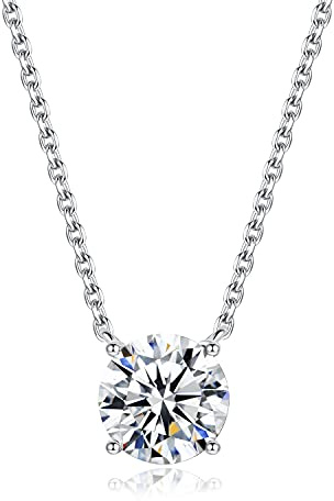 Bo&Pao Collier Femme Diamant Argent Sterling 925, Strass Collier avec Pierre, 45 cm, réglable