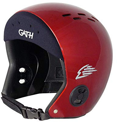 Gath Wassersport Helm Standard Hat XL Rot mit Neopren Stirnband Kitesurf Surf Wellenreiten