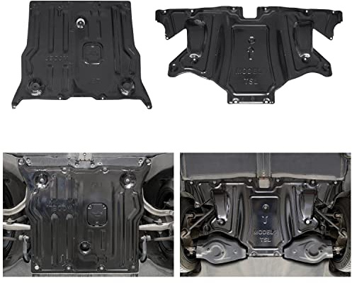 KEWISAUTO Skid Plate for Tesla Model 3 / Model Y, Splash Shield Cover Under Engine Guard Cover Chassis Guard Plates for Tesla Model 3 2017-2024 / Model Y 2020-2024 Accessories -2PCS (Front+Rear)