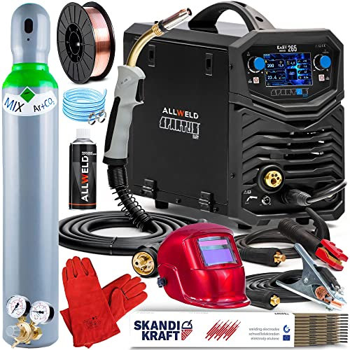 Spartus EasyMIG 265-250A 400V Schutzgasschweißgerät mit Synergie - MIG WIG MMA - Lötschweißen - 4-Rollen-Drahtvorschub, Burn Back, manuelle Einstellung, Spool Gun, Slow Feed, Set: ProfessionalPlus