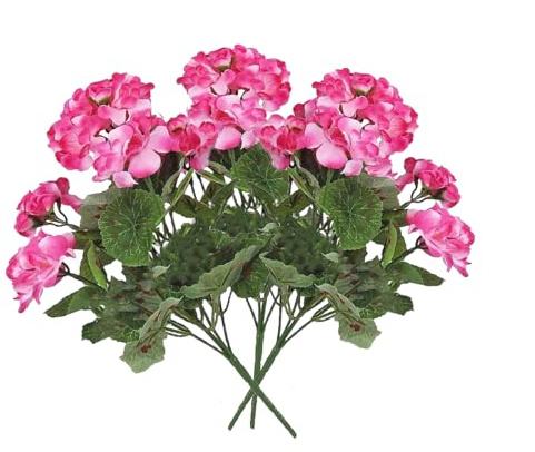 Senda Künstliche Geranien, künstliche Geranien, Seidenblumen, UV-beständig, für den Innen- und Außenbereich, Garten, Terrasse, Tischdekoration, Rosa, 3 Stück
