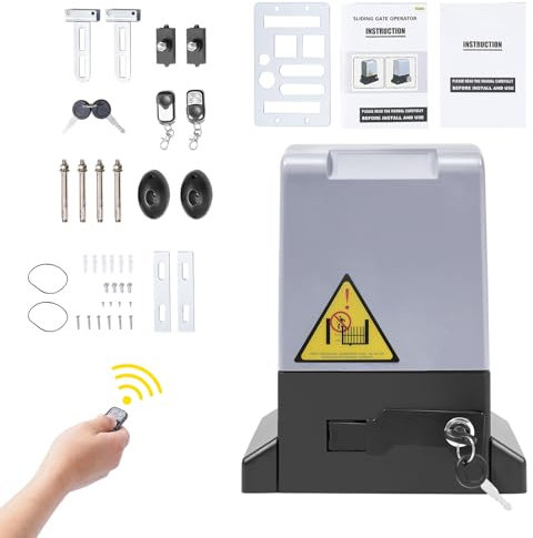 KiwiHood Abrepuertas correderas de 1600 kg, 750 W, abridor automático para puertas de hasta 40 ft/12 m, motor eléctrico para puerta corredera, kit completo con mandos a distancia