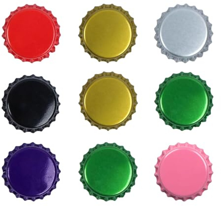 Papakesue 105 Pcs Beer Bottle Caps 26mm Standard Size W/PE Sealing Ggasket Ideal for HomeBrew Fit 8/17.5/26/35oz Beer Bottles,7 Assorted Colors (105Pcs)
