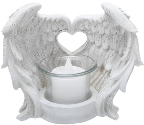 XUWEWI Kerzenständer Glas Set 2-teiliges Teelicht-Kerzenhalter-Set, mit Flügeln betriebener Halter, angetriebenes Licht, Gedenk-Teelicht Teelichthalter Set Für Hochzeit(White)