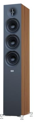 ELAC Debut 3.0 DF53-WN Floorstanding Speaker, Walnut (Each) - 1” Aluminum Dome Tweeter, 5.25” Aramid Fiber Midrange & Dual 5.25” Aramid Fiber Woofers - 3-Way Bass Reflex - 38Hz to 38KHz Response