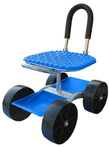 Rolling Garden Seat - Rolling Works on Wheels | Adjustable Garden Trolley with Wheels for Planting | Garden Seat with Wheels | 360 Degree Swivel Garden Chair - Tool Tray for Outdoor Planting