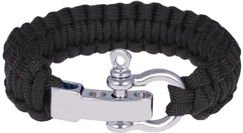 Paracord armband svart med silver