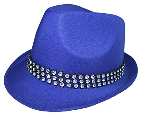 Das Kostümland Disco Party Hut Trilby Kristall Blau