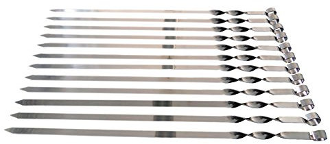 Edelstahl Schaschlikspiesse 60cm / 2mm Stärke / 1,5cm Breite / EXTRA STARK / Schampura Grillspiesse Fleischspiesse auch für Mangal (24 Stück)
