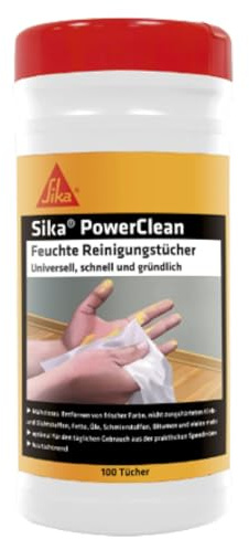 Sika Lingettes humides - Sika PowerClean Blanc - Idéal pour l'atelier - Mains propres sans lavage - Boîte distributrice de 100 lingettes