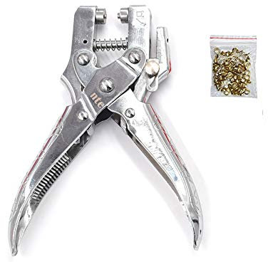 Chiloskit 100 pcs 3/16 5 mm Brass Eyelets and Eyelet Pliers Tool Kit Fabric Leather Working Grommet Pliers Kit