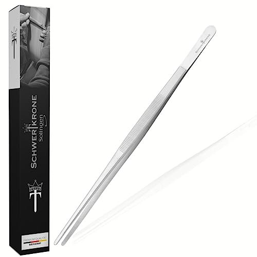SCHWERTKRONE® Kochpinzette 25cm [EDELSTAHL ROSTFREI] - Hochwertige Küchenpinzette - Pinzette Küche Edelstahl - Qualitative Grillpinzette - Koch Pinzette - Grifffeste Grillzangen Ähnliche Pinzette