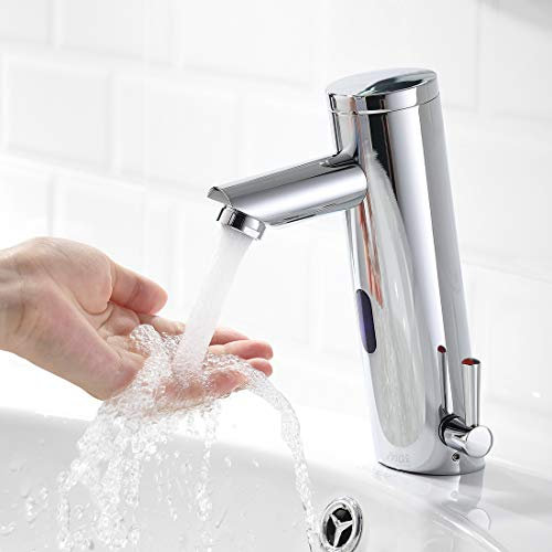 AIMADI Infrarot Sensor Wasserhahn Automatisch Mischbatterie Induktion Badarmatur Waschtisharmatur Batteriebetrieb Chrom